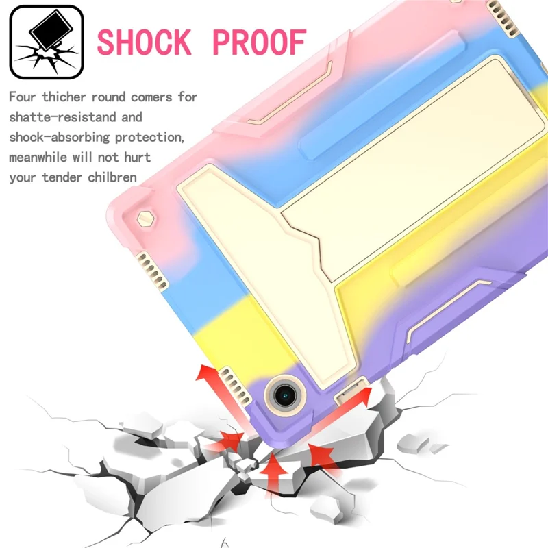 Capa de Tablet Dobrável em Forma de t Com Capa de Protetor à Prova de Choque de Silicone do Kickstand PC Para Samsung Galaxy Tab A8 10.5 (2021) - Rosa Colorido