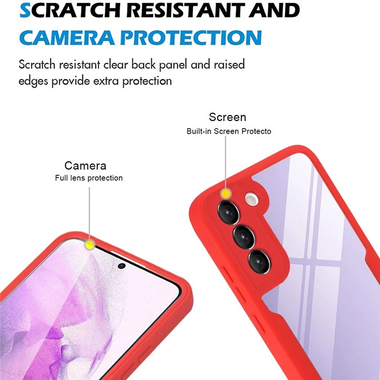 PET Screen Protector + Acrylic + TPU Full Cover Hybrid Phone Case for Samsung Galaxy S22 5G - Red