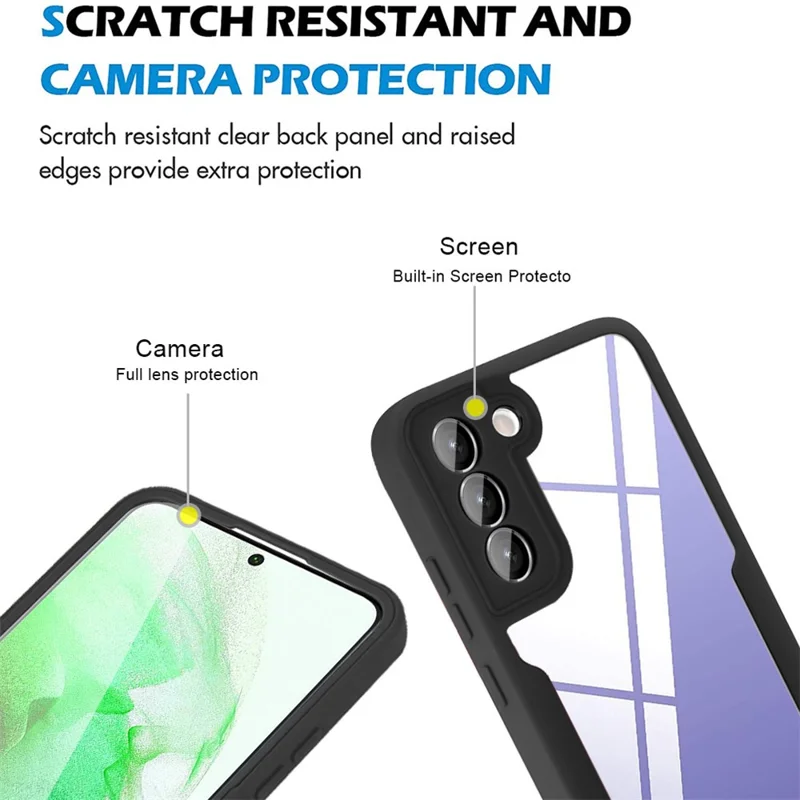 PET Screen Protector + Acrylic + TPU Case Shockproof All-round Protection Phone Cover for Samsung Galaxy S22+ 5G - Midnight Green