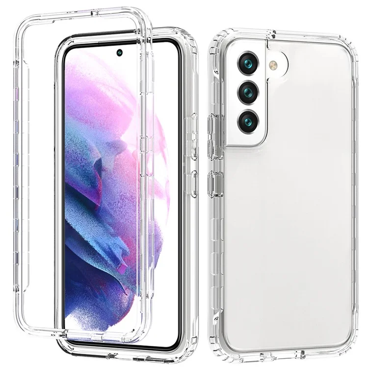 For Samsung Galaxy S22 5G Clear Gradient Color Mobile Phone Case Detachable 2-in-1 Design TPU + PC Phone Shell - Transparent
