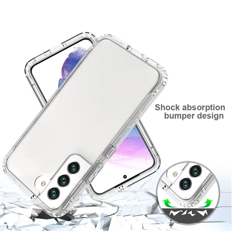 For Samsung Galaxy S22 5G Clear Gradient Color Mobile Phone Case Detachable 2-in-1 Design TPU + PC Phone Shell - Transparent