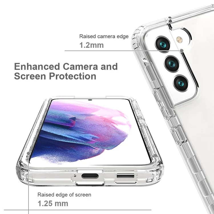 For Samsung Galaxy S22 5G Clear Gradient Color Mobile Phone Case Detachable 2-in-1 Design TPU + PC Phone Shell - Transparent