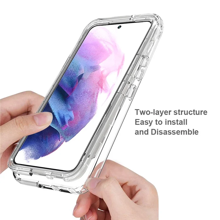 For Samsung Galaxy S22 5G Clear Gradient Color Mobile Phone Case Detachable 2-in-1 Design TPU + PC Phone Shell - Transparent