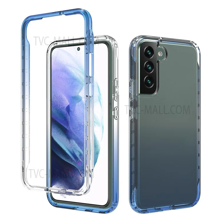 Para Samsung Galaxy S22+ 5G TPU + PC Anti-drop Mobile Phone Case Desmontable Diseño 2 en 1 Funda de Teléfono de Color Degradado Claro - Azul Degradado
