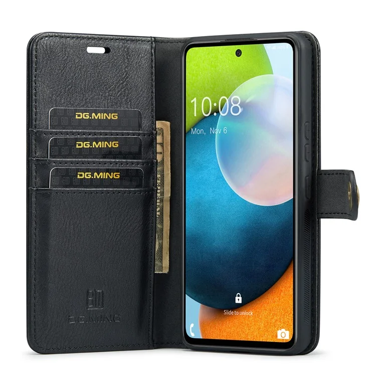 DG.MING for Samsung Galaxy A53 5G Detachable Split Leather Flip Wallet Case Stand Magnetic Full Body Protective Phone Cover - Black