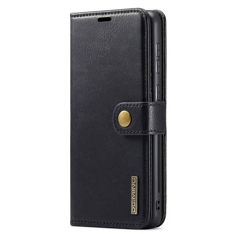 Dg. Ming Billetera de Cuero Dividido Estuche de Teléfono Folio Flip Magnetic Stand Cubierta Para Samsung Galaxy A73 5G - Negro