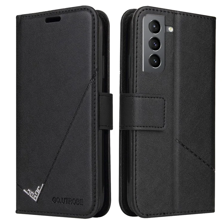 GQ.UTROBE Portefeuille Design Support Anti-chute Protection en Cuir PU + Couverture TPU avec Décoration Métallique Rectangulaire pour Samsung Galaxy S22 5G - Noir