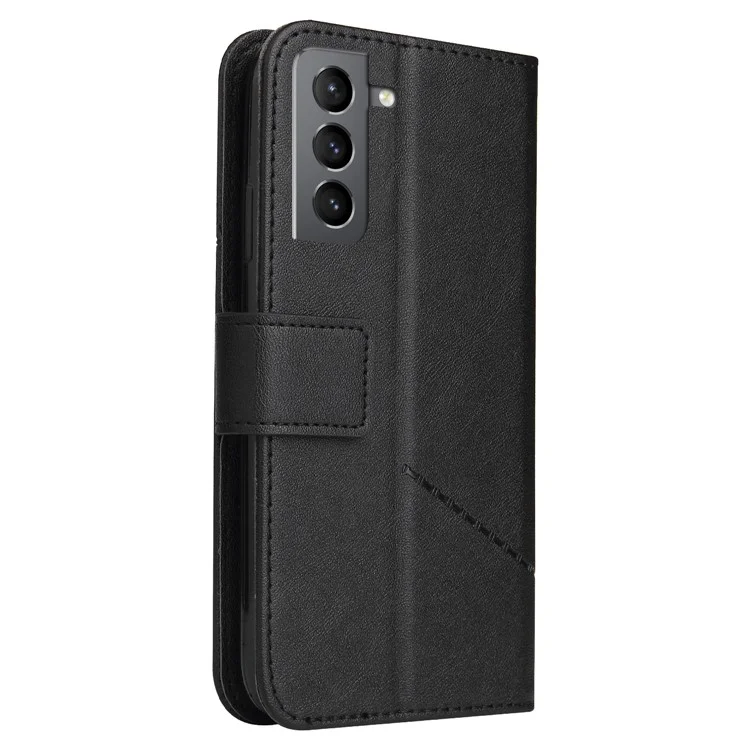GQ.UTROBE Portefeuille Design Support Anti-chute Protection en Cuir PU + Couverture TPU avec Décoration Métallique Rectangulaire pour Samsung Galaxy S22 5G - Noir