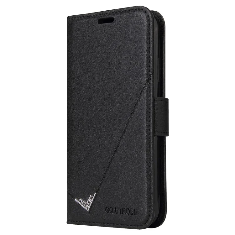 GQ.UTROBE Portefeuille Design Support Anti-chute Protection en Cuir PU + Couverture TPU avec Décoration Métallique Rectangulaire pour Samsung Galaxy S22 5G - Noir