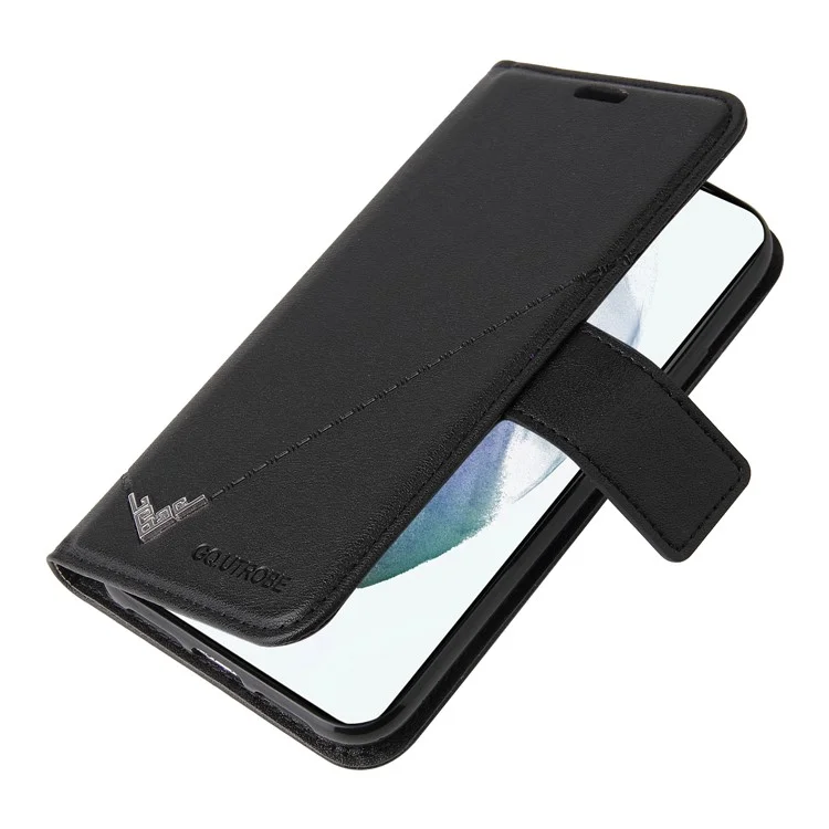 GQ.UTROBE Portefeuille Design Support Anti-chute Protection en Cuir PU + Couverture TPU avec Décoration Métallique Rectangulaire pour Samsung Galaxy S22 5G - Noir
