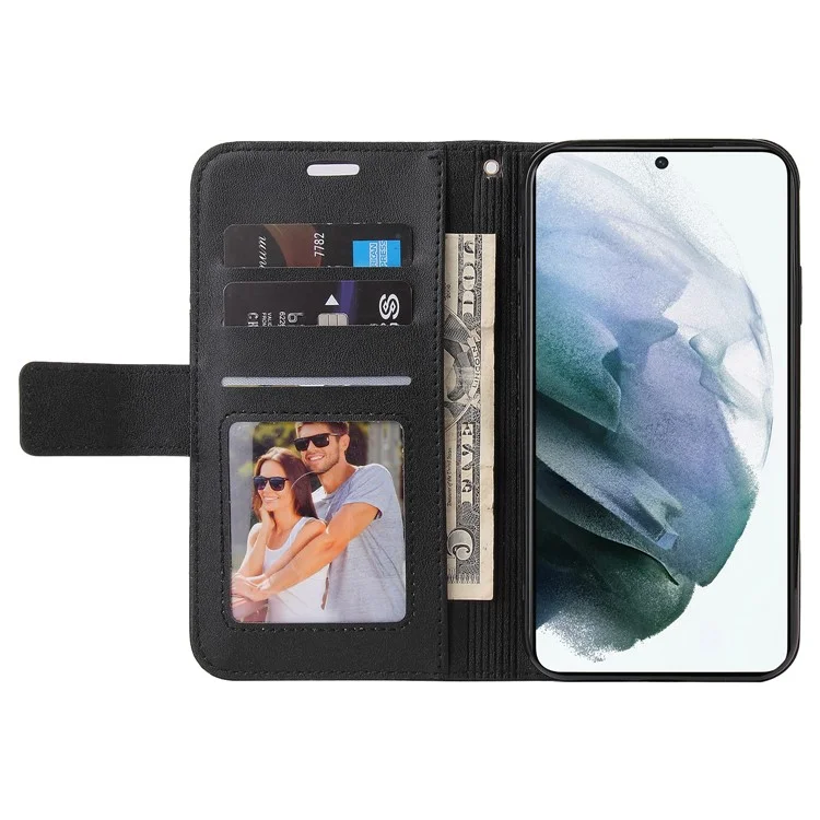 GQ.UTROBE Portefeuille Design Support Anti-chute Protection en Cuir PU + Couverture TPU avec Décoration Métallique Rectangulaire pour Samsung Galaxy S22 5G - Noir