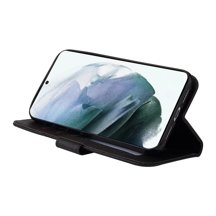 GQ.UTROBE Portefeuille Design Support Anti-chute Protection en Cuir PU + Couverture TPU avec Décoration Métallique Rectangulaire pour Samsung Galaxy S22 5G - Noir