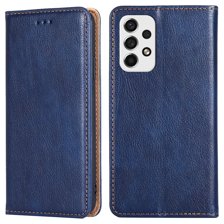 Magnetic Absorption PU Leather Wallet Case Stand Inner TPU Flip Folio Phone Cover for Samsung Galaxy A53 5G - Blue