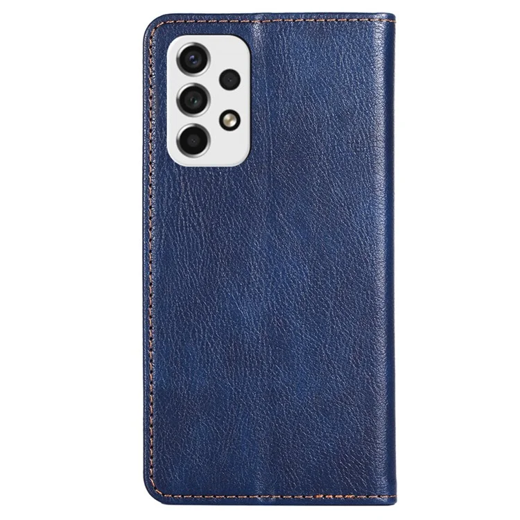 Magnetic Absorption PU Leather Wallet Case Stand Inner TPU Flip Folio Phone Cover for Samsung Galaxy A53 5G - Blue
