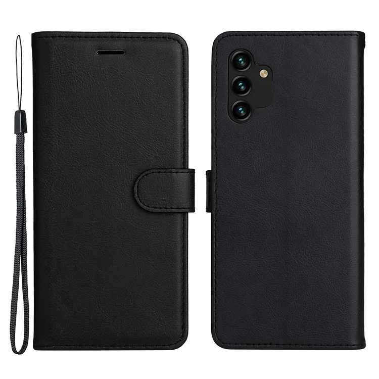 Para Samsung Galaxy A13 4G KT Leather Series-2 Solid Color Flip Phone Case Wallet PU Leather + TPU Phone Cover with Supporting Stand - Negro
