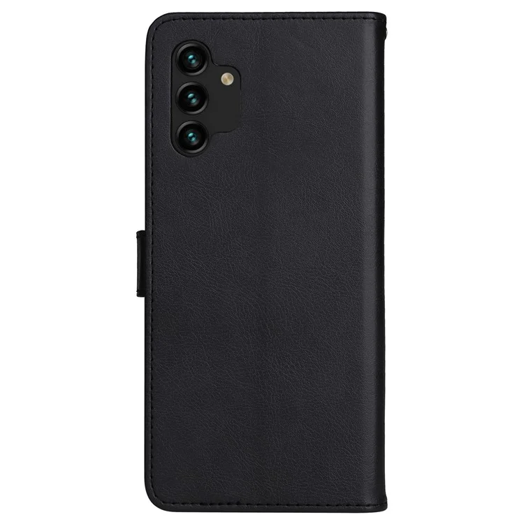 Para Samsung Galaxy A13 4G KT Leather Series-2 Solid Color Flip Phone Case Wallet PU Leather + TPU Phone Cover with Supporting Stand - Negro