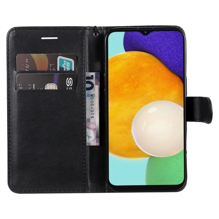 Para Samsung Galaxy A13 4G KT Leather Series-2 Solid Color Flip Phone Case Wallet PU Leather + TPU Phone Cover with Supporting Stand - Negro
