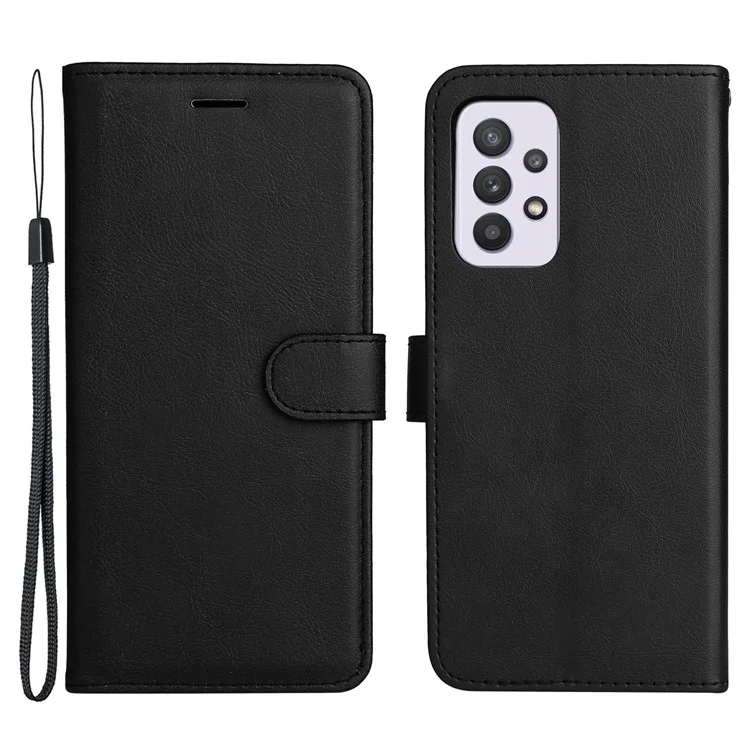 KT Leather Series-2 Solid Color Folio Flip PU Leather Stand Wallet Cover Drop-resistant Phone Case per Samsung Galaxy A33 5G - Nero