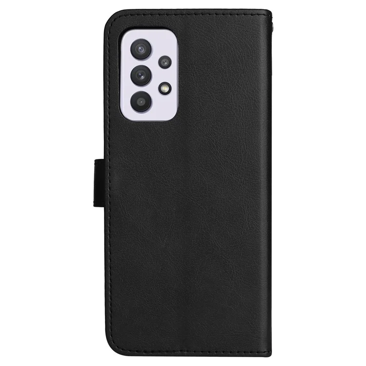 KT Leather Series-2 Solid Color Folio Flip PU Leather Stand Wallet Cover Drop-resistant Phone Case per Samsung Galaxy A33 5G - Nero