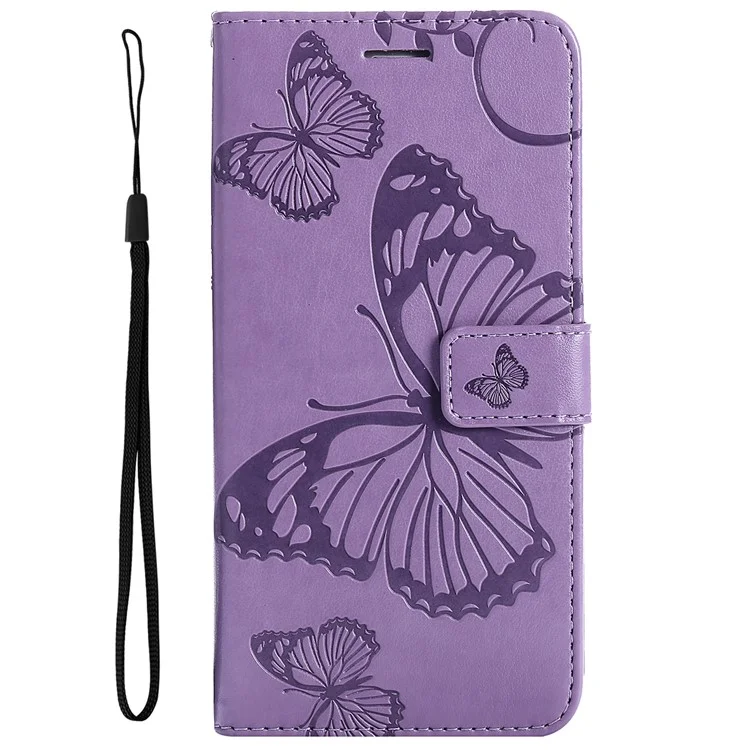KT Impresión de Flores Serie-2 Imprimida Butterfly Magnetic Soport Willet PU Case de la Caja Del Teléfono de Cuero Con Correa Para Samsung Galaxy A33 5G - Violeta