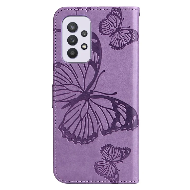 KT Impresión de Flores Serie-2 Imprimida Butterfly Magnetic Soport Willet PU Case de la Caja Del Teléfono de Cuero Con Correa Para Samsung Galaxy A33 5G - Violeta