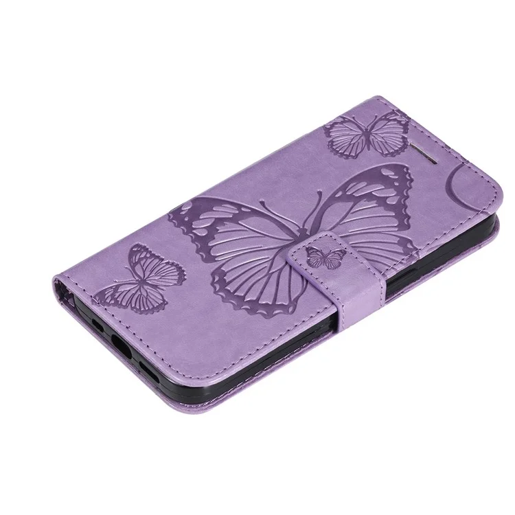 KT Impresión de Flores Serie-2 Imprimida Butterfly Magnetic Soport Willet PU Case de la Caja Del Teléfono de Cuero Con Correa Para Samsung Galaxy A33 5G - Violeta