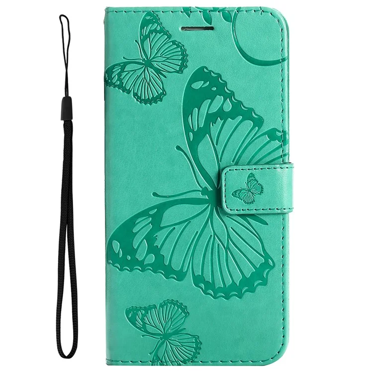 KT Impresión de Flower Series-2 Patrón de Mariposa Impreso PU Cuero de Cuero Capilla Con Billetera Para Stand Para Samsung Galaxy A13 4G - Verde