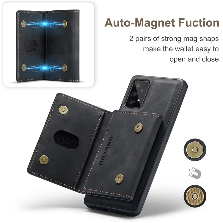 Étui de protection pour téléphone DG.MING M2 Series Detachable 2-in-1 Wallet avec fonction de chargement sans fil pour Samsung Galaxy A53 5G - Noir