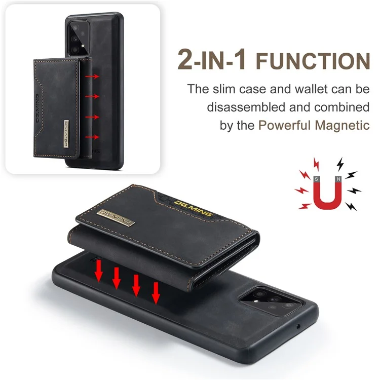 Étui de protection pour téléphone DG.MING M2 Series Detachable 2-in-1 Wallet avec fonction de chargement sans fil pour Samsung Galaxy A53 5G - Noir