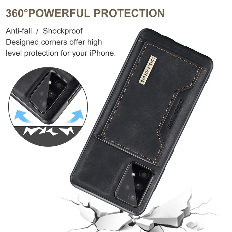Étui de protection pour téléphone DG.MING M2 Series Detachable 2-in-1 Wallet avec fonction de chargement sans fil pour Samsung Galaxy A53 5G - Noir
