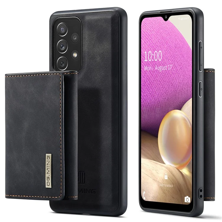 Dg. MING M1-Serie Anti-Fallen Abnehmbare 2-in-1-Brieftasche Telefongehäuse Stoßfest Telefonschutzstütze Wireless Welpen Für Samsung Galaxy A33 5G - Schwarz