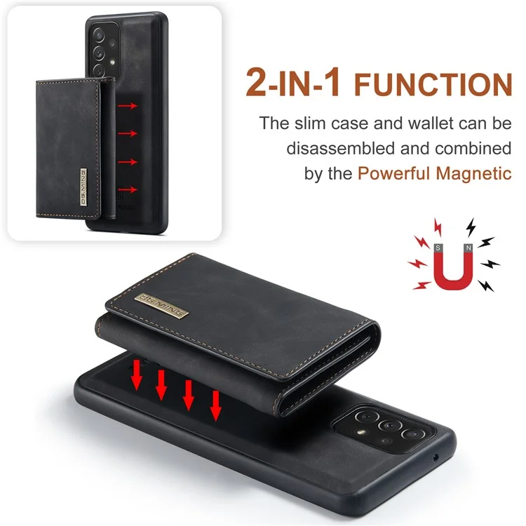 Dg. MING M1-Serie Anti-Fallen Abnehmbare 2-in-1-Brieftasche Telefongehäuse Stoßfest Telefonschutzstütze Wireless Welpen Für Samsung Galaxy A33 5G - Schwarz
