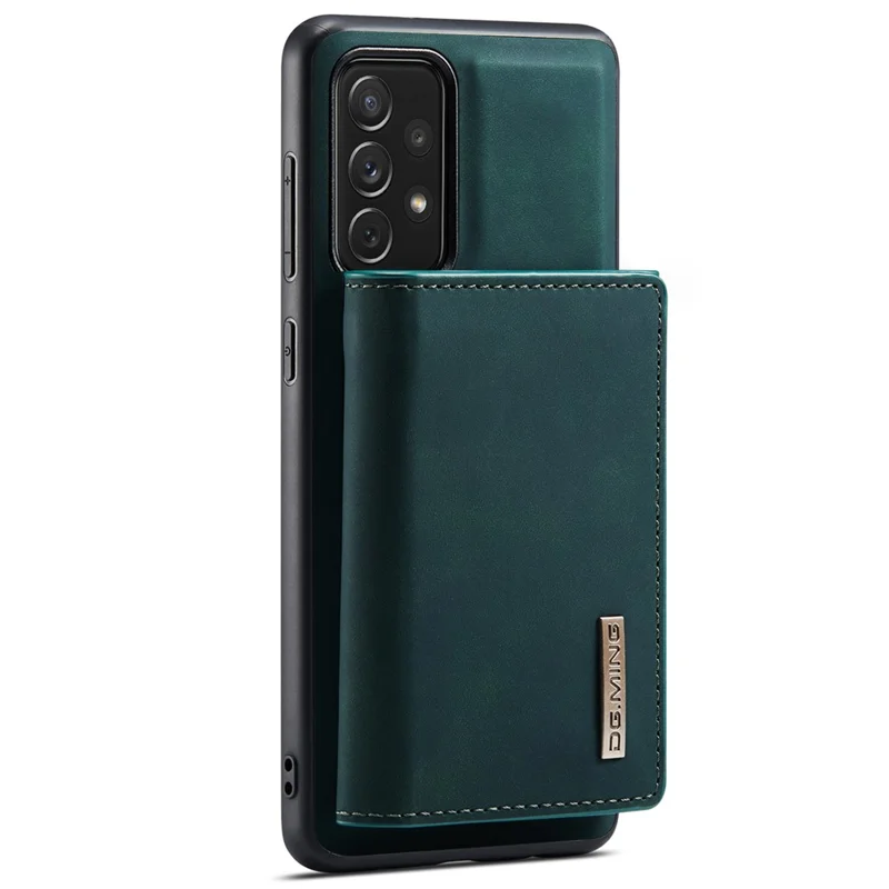 DG.MING M1 Series Phone Case PU + TPU + PC Back Cover with Magnetic Tri-Fold Wallet Kickstand for Samsung Galaxy A73 5G - Green