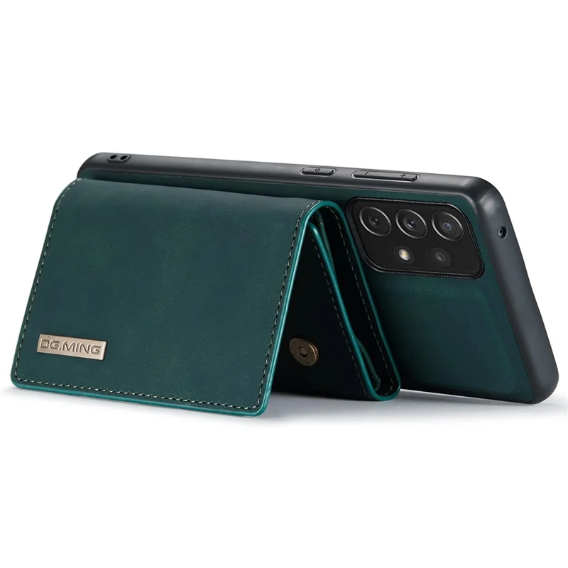 DG.MING M1 Series Phone Case PU + TPU + PC Back Cover with Magnetic Tri-Fold Wallet Kickstand for Samsung Galaxy A73 5G - Green