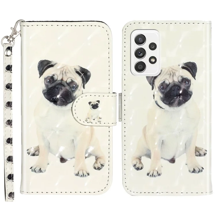 Musterdruck Vollgewickelt Folio Flip Leder Brieftasche Telefon Fallbezug Mit Stand Für Samsung Galaxy A53 5G - Hund