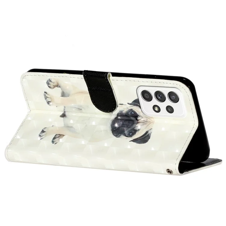 Musterdruck Vollgewickelt Folio Flip Leder Brieftasche Telefon Fallbezug Mit Stand Für Samsung Galaxy A53 5G - Hund
