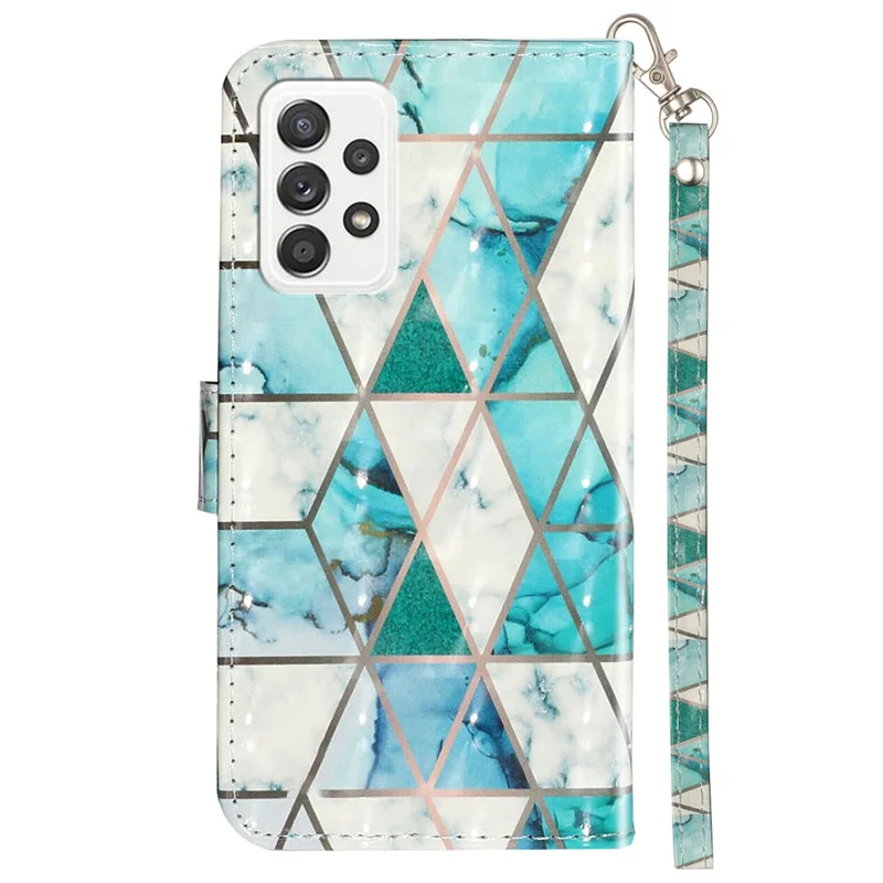 Pattern Printing Fully Wrapped Folio Flip Leather Wallet Phone Case Cover with Stand for Samsung Galaxy A53 5G - Marble