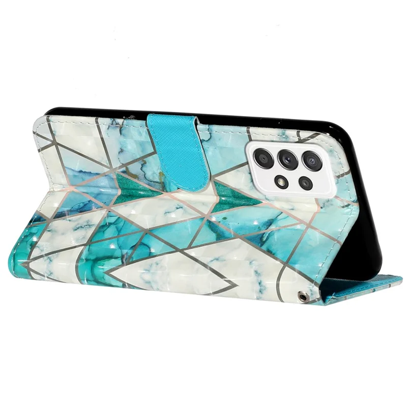 Pattern Printing Fully Wrapped Folio Flip Leather Wallet Phone Case Cover with Stand for Samsung Galaxy A53 5G - Marble
