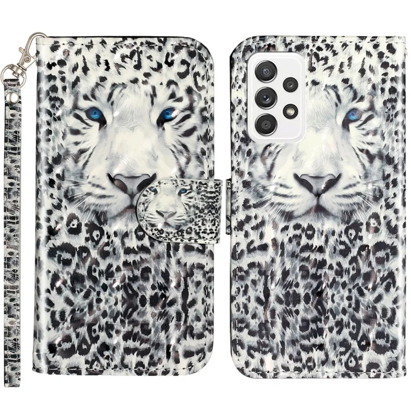 Pattern Printing Fully Wrapped Folio Flip Leather Wallet Phone Case Cover with Stand for Samsung Galaxy A53 5G - Leopard Texture