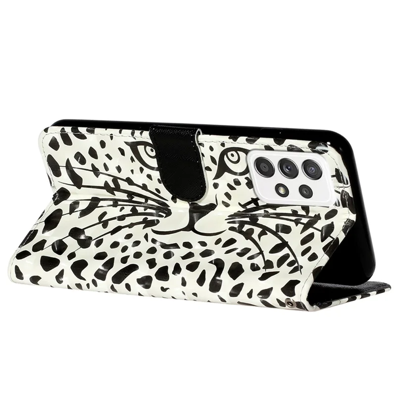 Pattern Printing Fully Wrapped Folio Flip Leather Wallet Phone Case Cover with Stand for Samsung Galaxy A53 5G - Leopard Texture
