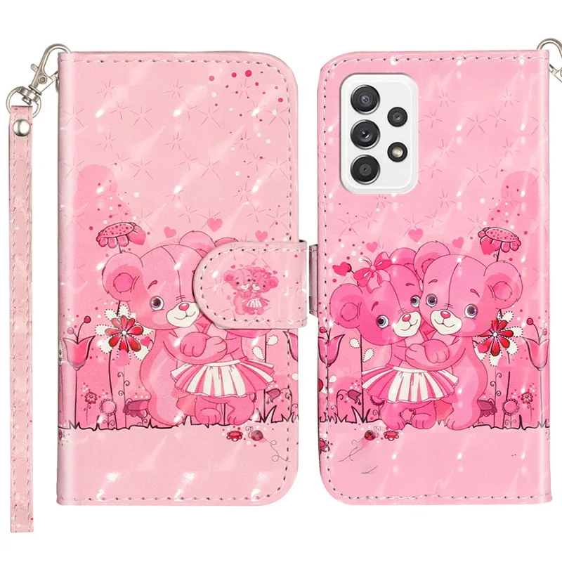 Pattern Printing Fully Wrapped Folio Flip Leather Wallet Phone Case Cover with Stand for Samsung Galaxy A53 5G - Bear