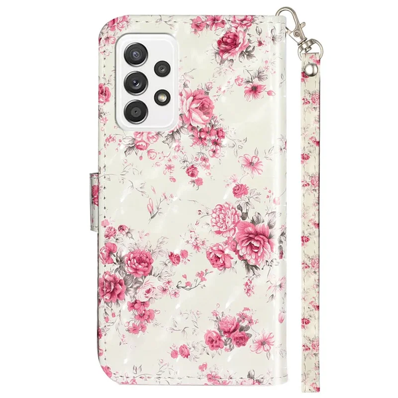 Pattern Printing Fully Wrapped Folio Flip Leather Wallet Phone Case Cover with Stand for Samsung Galaxy A53 5G - Rose