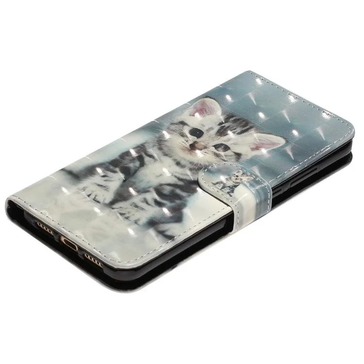 Étui de portefeuille en cuir à rabat avec motif imprimé et support pour Samsung Galaxy A53 5G - Chat