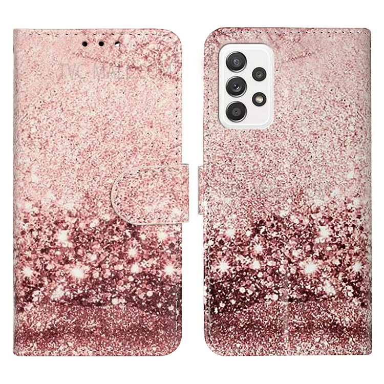 Pattern Printing Wallet Stand PU Leather + TPU Well-protected Phone Case Cover for Samsung Galaxy A53 5G - Rose Gold