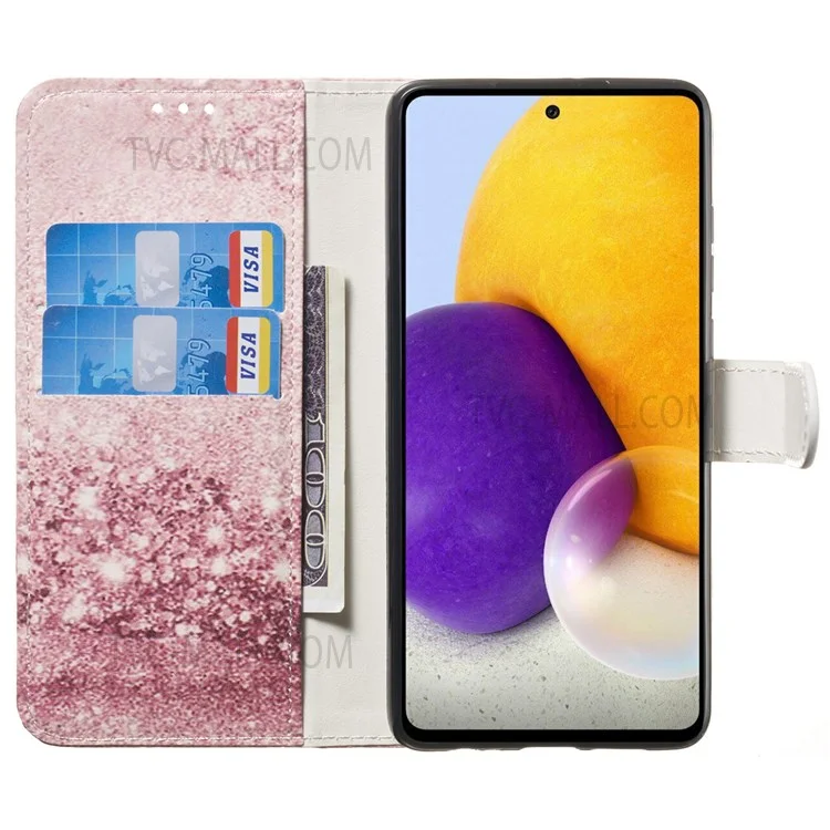 Pattern Printing Wallet Stand PU Leather + TPU Well-protected Phone Case Cover for Samsung Galaxy A53 5G - Rose Gold