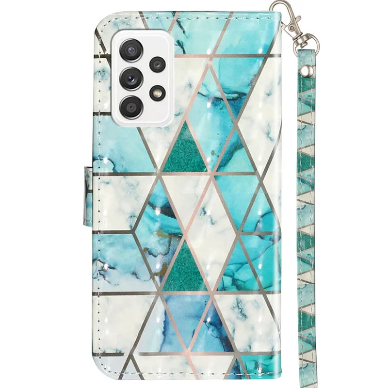 Folio Flip Pattern Printing Scratch Proof Leather Wallet Phone Case Cover with Stand for Samsung Galaxy A33 5G - Marble