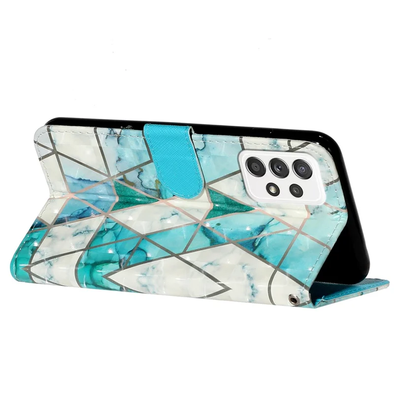 Folio Flip Pattern Printing Scratch Proof Leather Wallet Phone Case Cover with Stand for Samsung Galaxy A33 5G - Marble