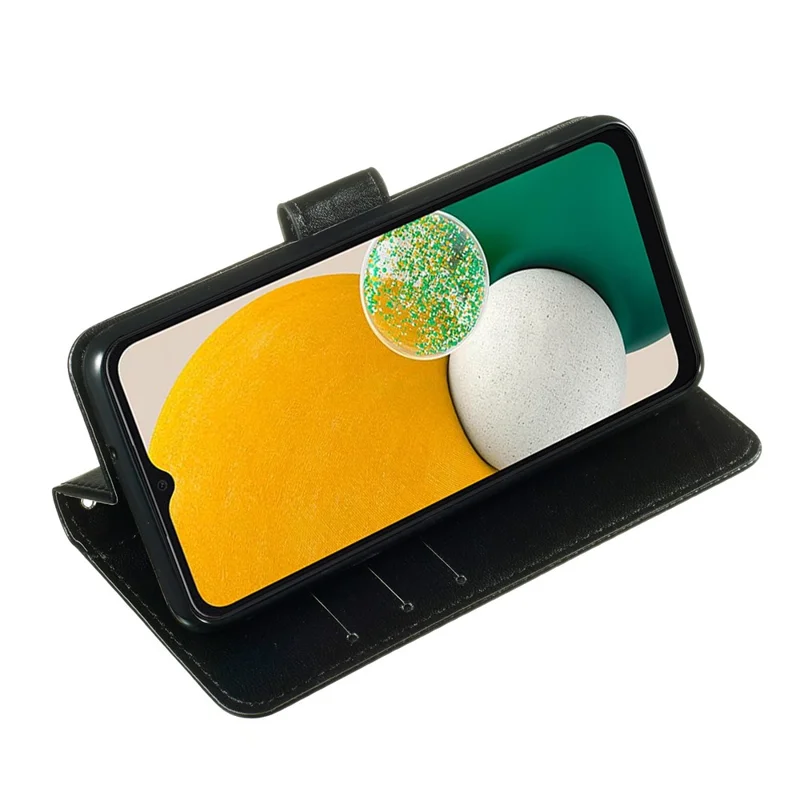 Solid Color Shockproof Magnetic Closure Flip Leather Protective Wallet Shell Stand Case for Samsung Galaxy S22 Ultra 5G - Black