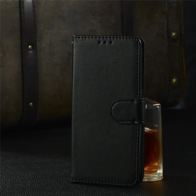 Solid Color Shockproof Magnetic Closure Flip Leather Protective Wallet Shell Stand Case for Samsung Galaxy S22 Ultra 5G - Black