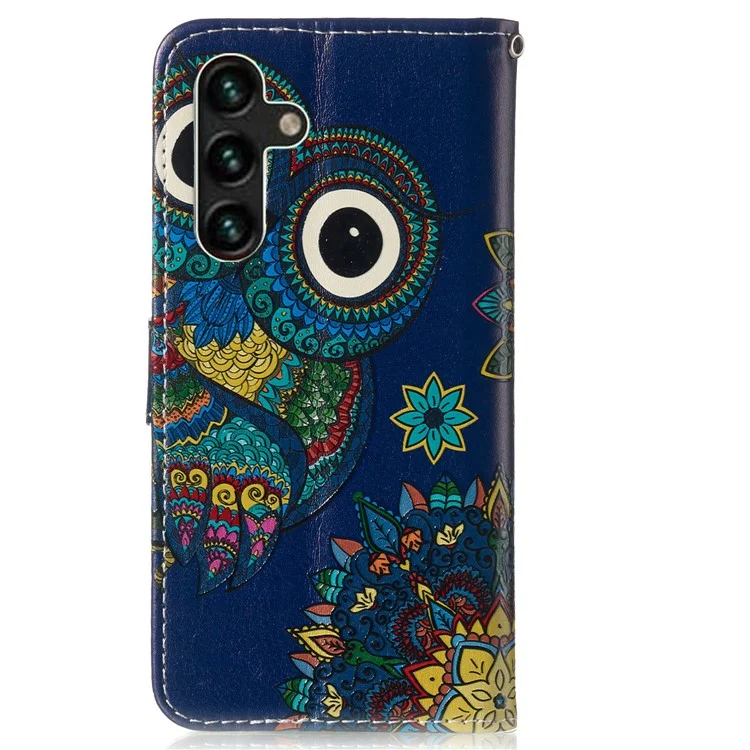 Funda de Teléfono con Soporte y Billetera de Cuero Estampado en Relieve a Prueba de Caídas para Samsung Galaxy A13 5G / A04s 4G (164.7 x 76.7 x 9.1 mm) - Búho